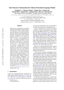 Sub-Character Tokenization for Chinese Pretrained Language Models