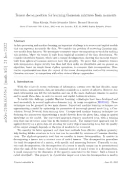 Tensor decomposition for learning Gaussian mixtures from moments