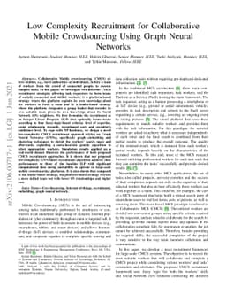 Low Complexity Recruitment for Collaborative Mobile Crowdsourcing Using
  Graph Neural Networks
