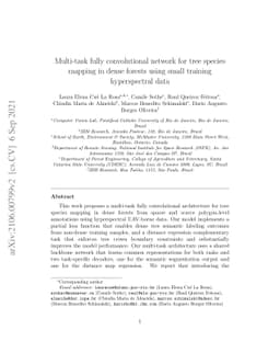 Multi-task fully convolutional network for tree species mapping in dense
  forests using small training hyperspectral data