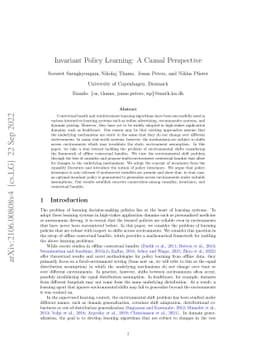 Invariant Policy Learning: A Causal Perspective