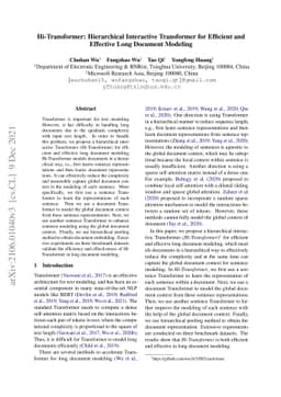 Hi-Transformer: Hierarchical Interactive Transformer for Efficient and
  Effective Long Document Modeling