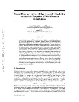 Causal Discovery in Knowledge Graphs by Exploiting Asymmetric Properties
  of Non-Gaussian Distributions
