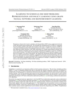 Learning to schedule job-shop problems: Representation and policy
  learning using graph neural network and reinforcement learning
