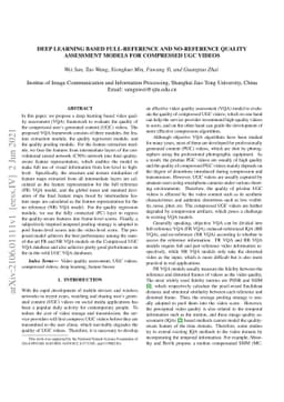 Deep Learning based Full-reference and No-reference Quality Assessment
  Models for Compressed UGC Videos