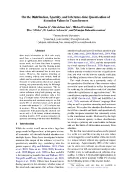 On the Distribution, Sparsity, and Inference-time Quantization of
  Attention Values in Transformers