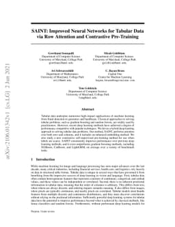 SAINT: Improved Neural Networks for Tabular Data via Row Attention and
  Contrastive Pre-Training