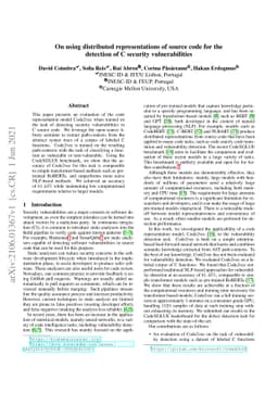 On using distributed representations of source code for the detection of
  C security vulnerabilities