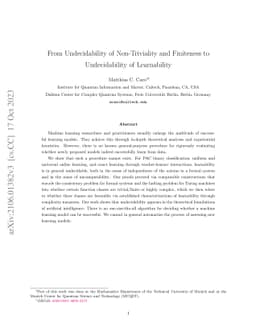 From Undecidability of Non-Triviality and Finiteness to Undecidability
  of Learnability