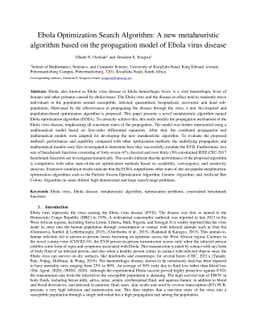 Ebola Optimization Search Algorithm (EOSA): A new metaheuristic
  algorithm based on the propagation model of Ebola virus disease