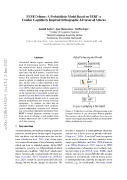 BERT-Defense: A Probabilistic Model Based on BERT to Combat Cognitively
  Inspired Orthographic Adversarial Attacks
