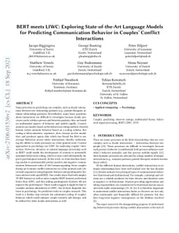 BERT meets LIWC: Exploring State-of-the-Art Language Models for
  Predicting Communication Behavior in Couples' Conflict Interactions