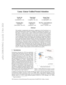 Luna: Linear Unified Nested Attention