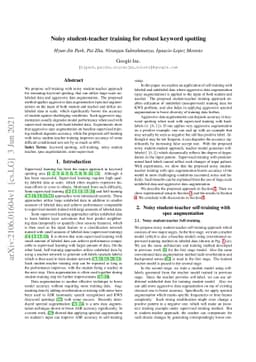 Noisy student-teacher training for robust keyword spotting