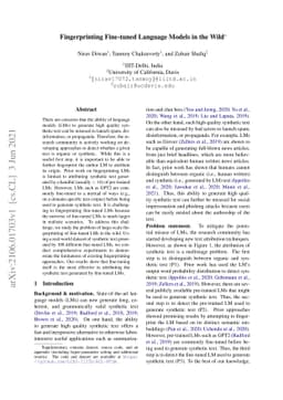Fingerprinting Fine-tuned Language Models in the Wild