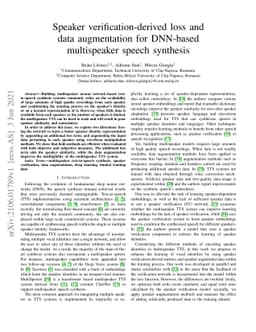 Speaker verification-derived loss and data augmentation for DNN-based
  multispeaker speech synthesis
