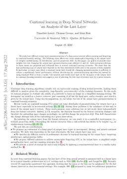 Continual Learning in Deep Networks: an Analysis of the Last Layer