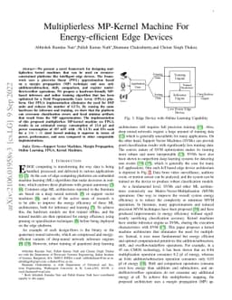 Multiplierless MP-Kernel Machine For Energy-efficient Edge Devices