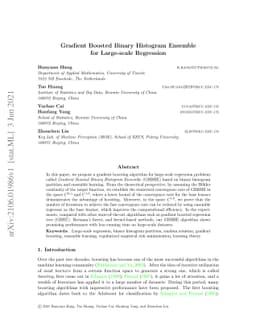 Gradient Boosted Binary Histogram Ensemble for Large-scale Regression