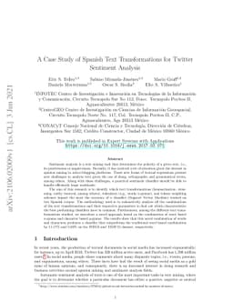 A Case Study of Spanish Text Transformations for Twitter Sentiment
  Analysis