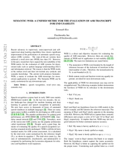 Semantic-WER: A Unified Metric for the Evaluation of ASR Transcript for
  End Usability