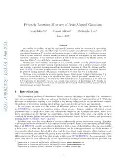 Privately Learning Mixtures of Axis-Aligned Gaussians