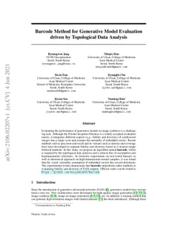 Barcode Method for Generative Model Evaluation driven by Topological
  Data Analysis