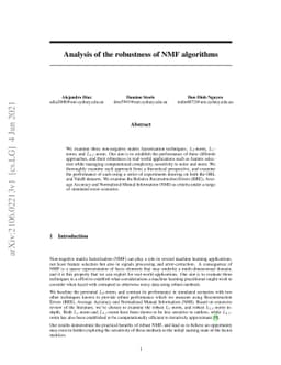 Analysis of the robustness of NMF algorithms