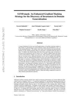 SAND-mask: An Enhanced Gradient Masking Strategy for the Discovery of
  Invariances in Domain Generalization
