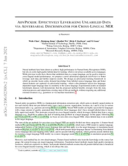 AdvPicker: Effectively Leveraging Unlabeled Data via Adversarial
  Discriminator for Cross-Lingual NER