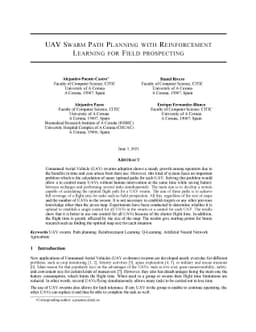 UAV Swarm Path Planning with Reinforcement Learning for Field
  prospecting