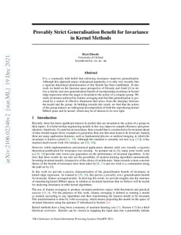 Provably Strict Generalisation Benefit for Invariance in Kernel Methods