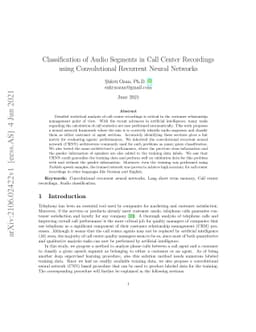 Classification of Audio Segments in Call Center Recordings using
  Convolutional Recurrent Neural Networks