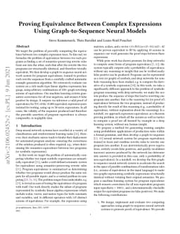 Proving Equivalence Between Complex Expressions Using Graph-to-Sequence
  Neural Models