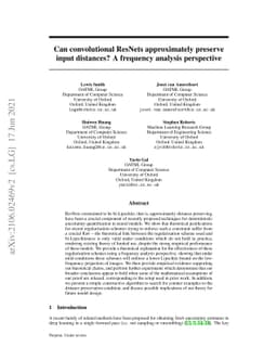 Can convolutional ResNets approximately preserve input distances? A
  frequency analysis perspective