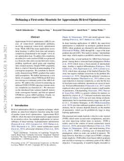 Debiasing a First-order Heuristic for Approximate Bi-level Optimization