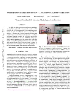 Hallucination In Object Detection -- A Study In Visual Part Verification
