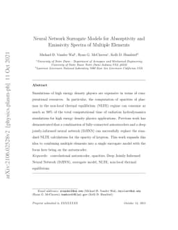 Neural Network Surrogate Models for Absorptivity and Emissivity Spectra
  of Multiple Elements