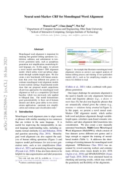 Neural semi-Markov CRF for Monolingual Word Alignment