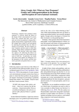 Alexa, Google, Siri: What are Your Pronouns? Gender and Anthropomorphism
  in the Design and Perception of Conversational Assistants