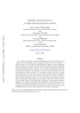 Spatially relaxed inference on high-dimensional linear models