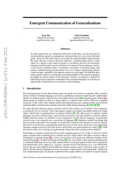 Emergent Communication of Generalizations