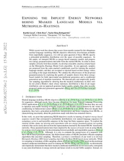 Exposing the Implicit Energy Networks behind Masked Language Models via
  Metropolis--Hastings