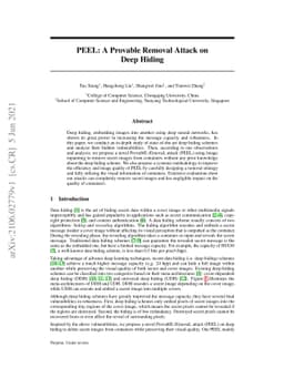 PEEL: A Provable Removal Attack on Deep Hiding