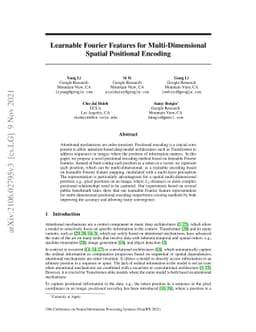 Learnable Fourier Features for Multi-Dimensional Spatial Positional
  Encoding