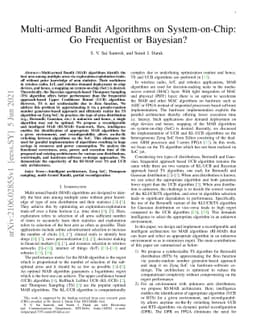 Multi-armed Bandit Algorithms on System-on-Chip: Go Frequentist or
  Bayesian?