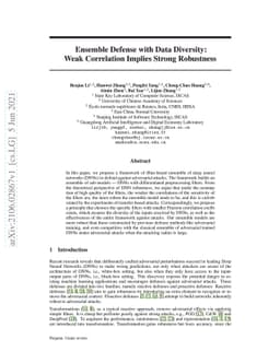 Ensemble Defense with Data Diversity: Weak Correlation Implies Strong
  Robustness