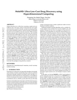 MoleHD: Ultra-Low-Cost Drug Discovery using Hyperdimensional Computing