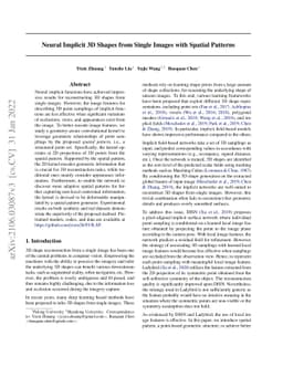 Neural Implicit 3D Shapes from Single Images with Spatial Patterns