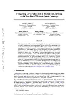 Mitigating Covariate Shift in Imitation Learning via Offline Data
  Without Great Coverage